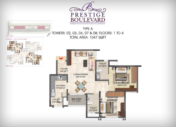 2BHK – 1047 – Prestige Boulevard
