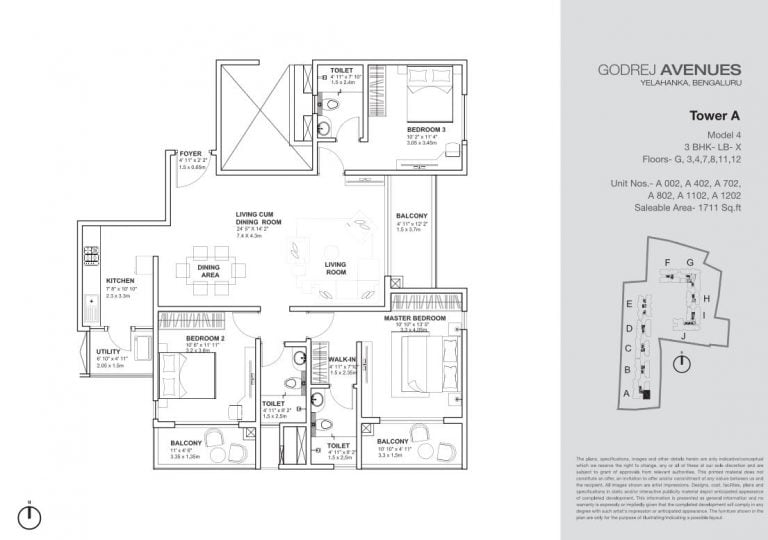 3 BHK 1711 Godrej Avenues