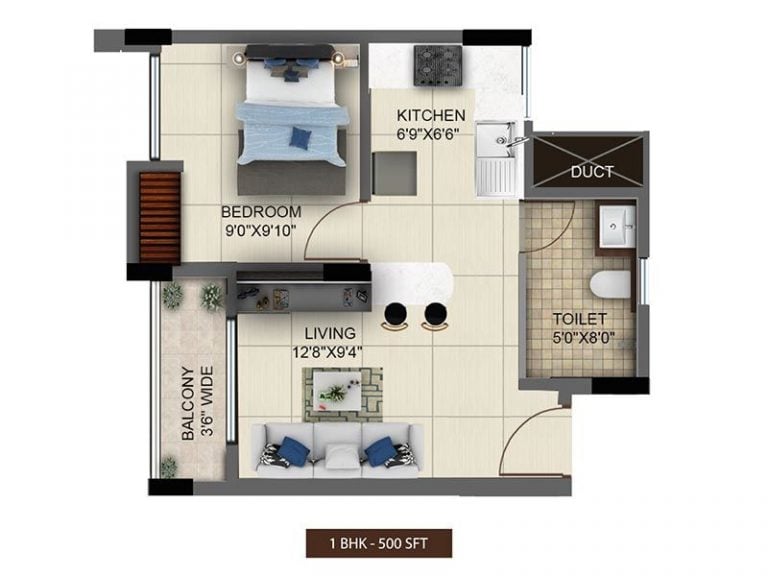 1 BHK 500 Salarpuria Anugraha Altana