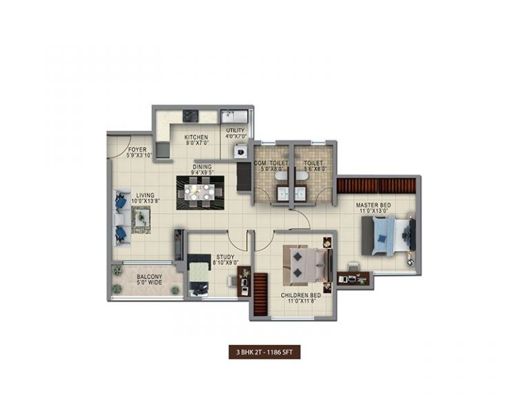 3 BHK 1186 Salarpuria Anugraha Altana