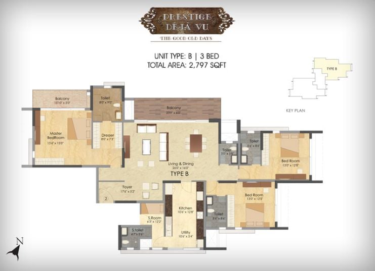 3BHK – 2797 – Prestige Deja Vu