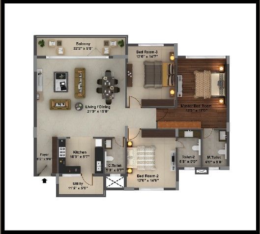 3BHK – 1987 – Purva Coronation Square