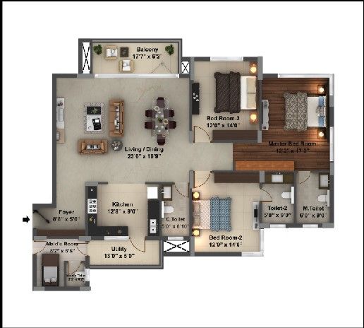 3BHK – 2172 – Purva Coronation Square