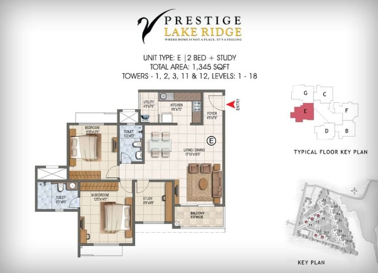 2BHK – 1345 – Prestige Lake Ridge
