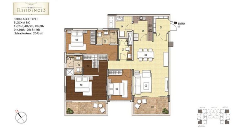 3 BHK – 2046 – Gcorp Residences