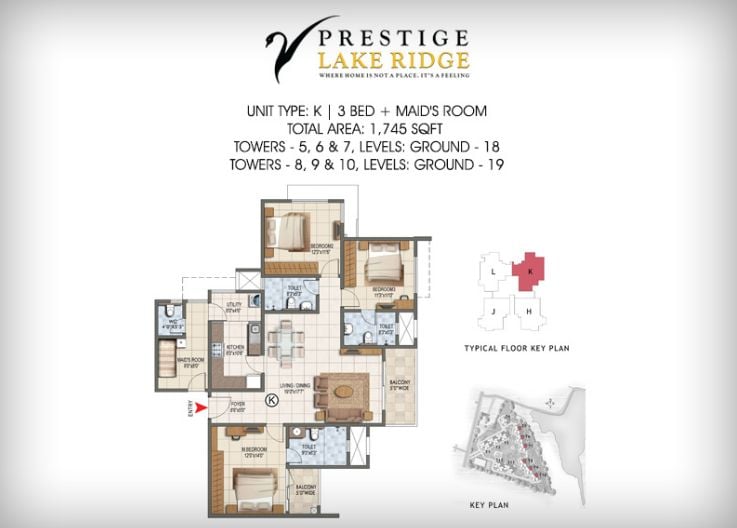 3BHK – 1745 – Prestige Lake Ridge