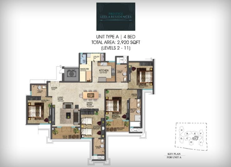4BHK – 2920 – Prestige Leela Residences