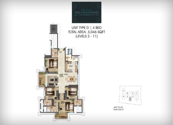 4BHK – 3046 – Prestige Leela Residences