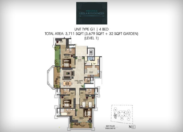 4BHK – 3711 – Prestige Leela Residences