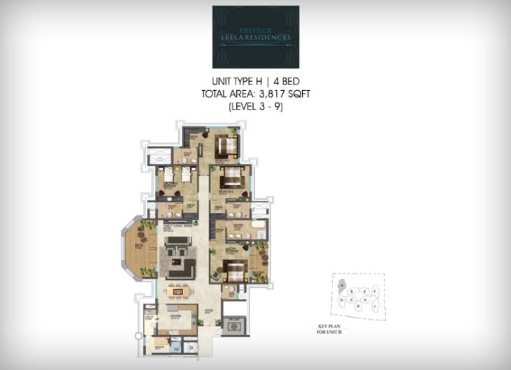 4BHK – 3817 – Prestige Leela Residences