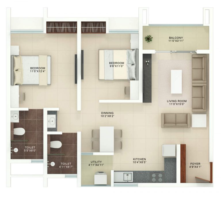 2 BHK Typical Rohan Akriti
