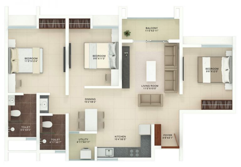 3 BHK Rohan Akriti