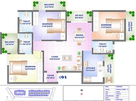 sunshine-3-bhk-sowpanika-purple-rose