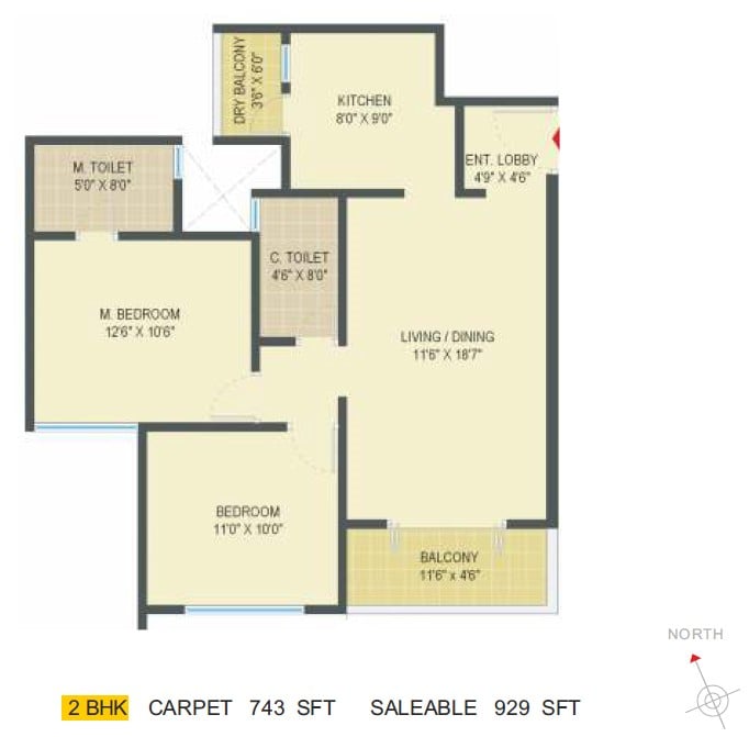 2 BHK – 929 – Pride Springfields