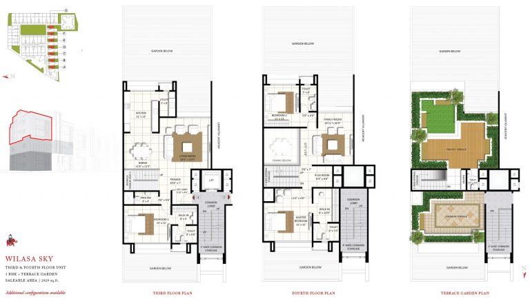 3 BHK Terrace Garden – 2929 – Third & Fourth – Pride Wilasa