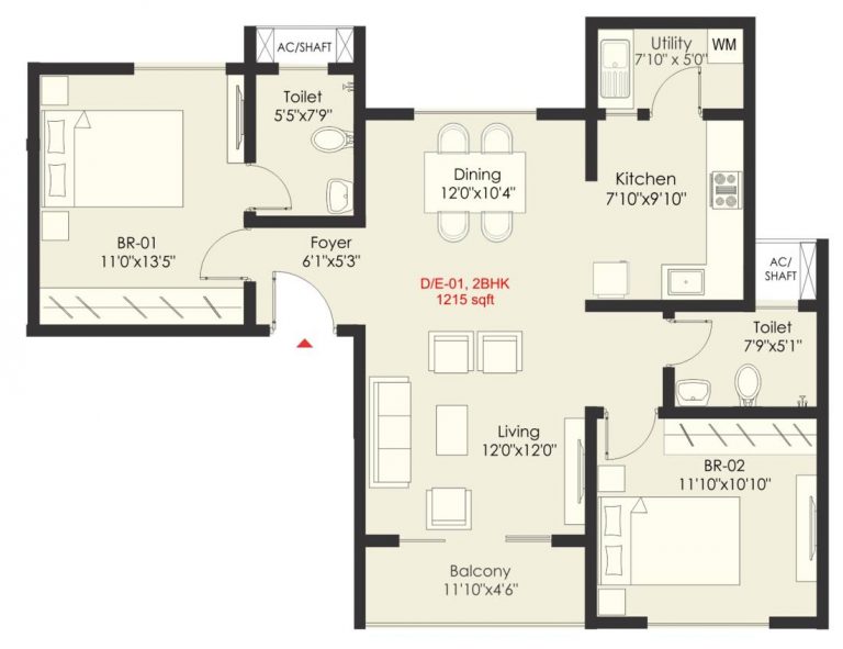 2 BHK – 1215 – SNN Raj Grandeur