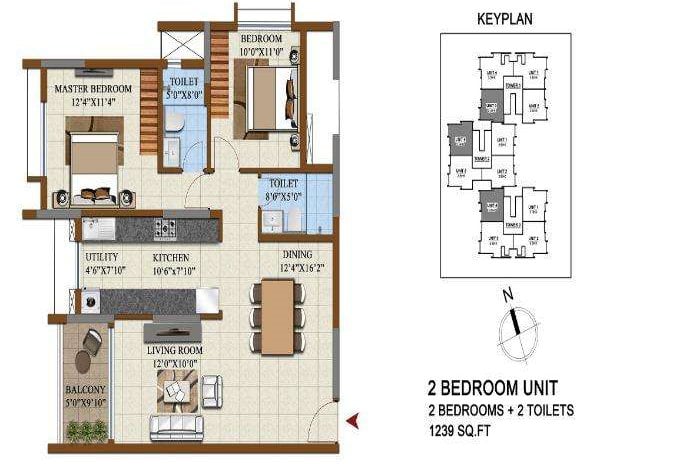 2 BHK + 2T – 1239 – Salarpuria Opus