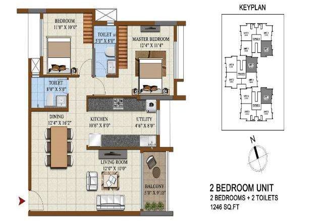2 BHK + 2T – 1246 – Salarpuria Opus