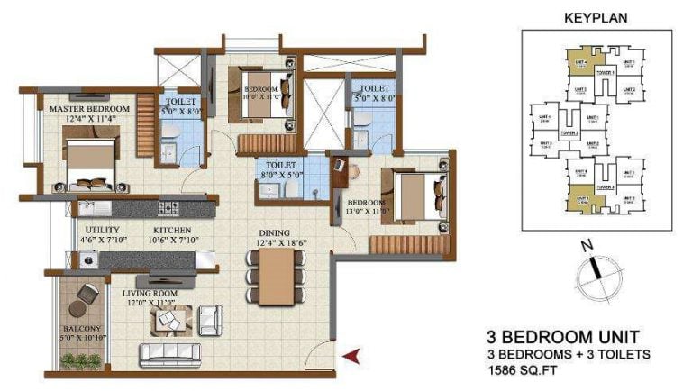 3 BHK + 3T – 1586 – Salarpuria Opus