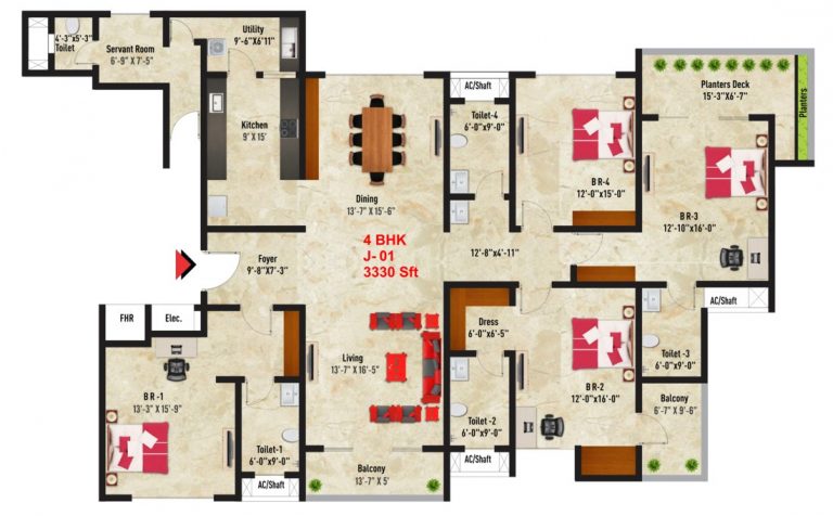 4 BHK – 3330 – SNN Raj Spiritua