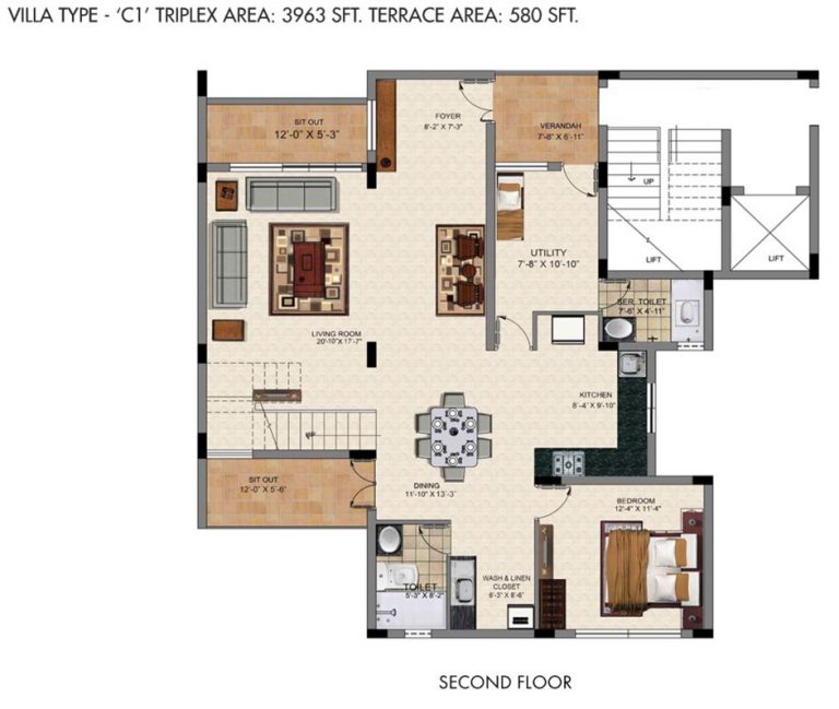4 BHK – C1 – 3963 – 2nd – Valmark CityVille