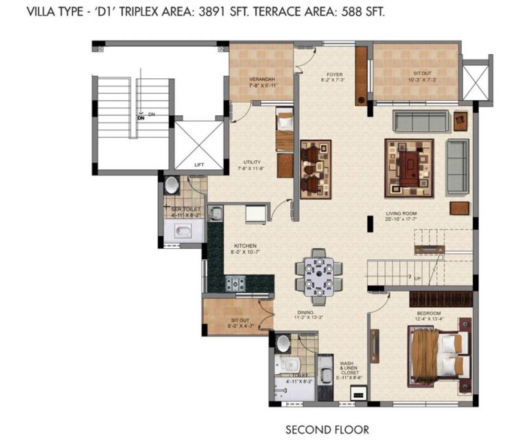 4 BHK – D1 – 3891 – 2nd – Valmark CityVille