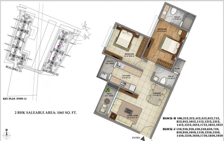 2 BHK – 1065 – Shriram Greenfield