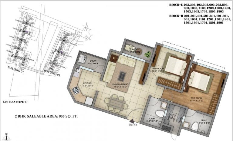 2 BHK – 935 – Shriram Greenfield