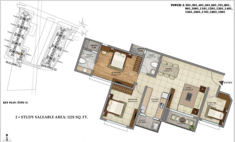 2.5 BHK – 1225 – Shriram Greenfield
