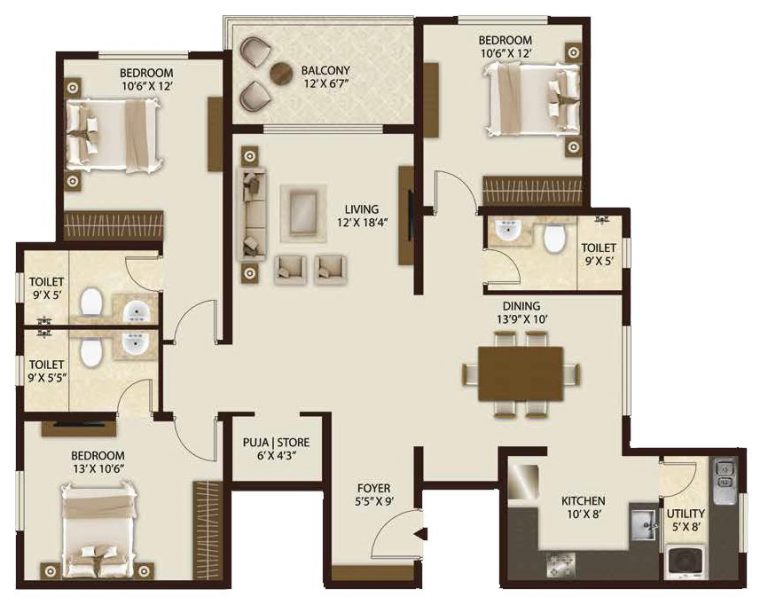 3 BHK – Legacy Salvador