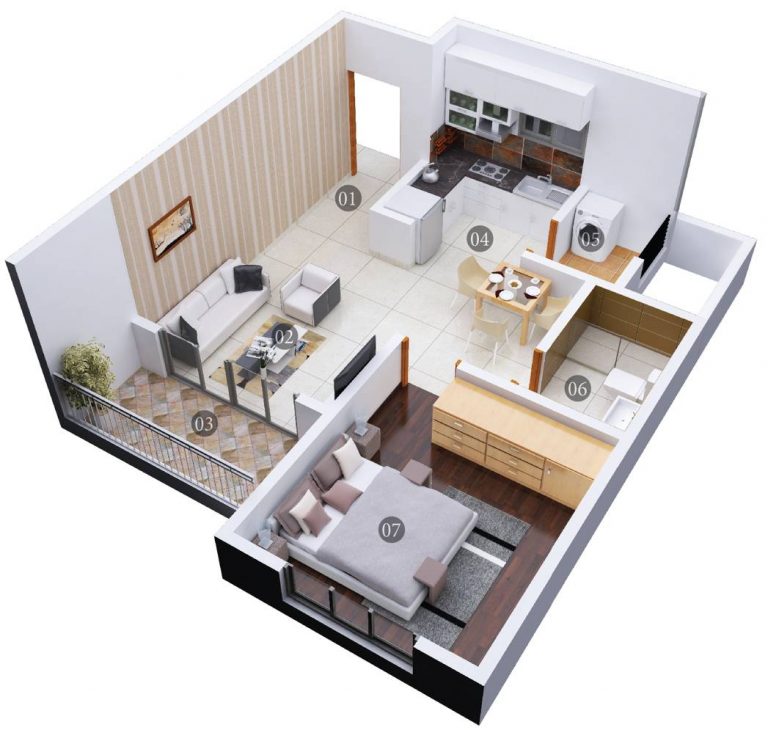 1 BHK 3D – 695 – Shriram Chirping Woods