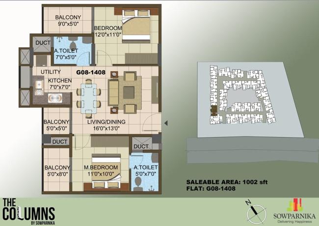 2 BHK – 1002 – Sowparnika Columns