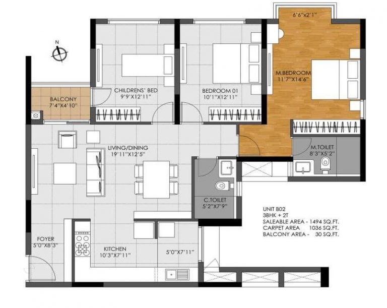 3 BHK – 1494 – DNR Casablanca Launch