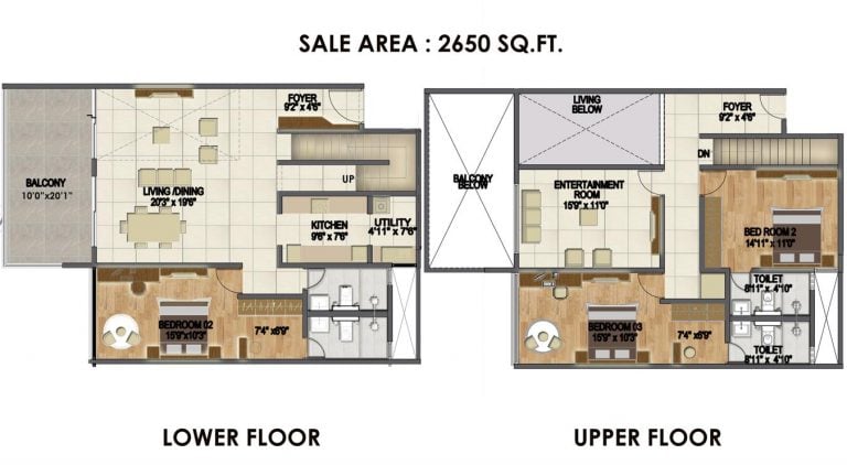4 BHK – 2650 A-1 – Shriram Chirping Woods Villaments