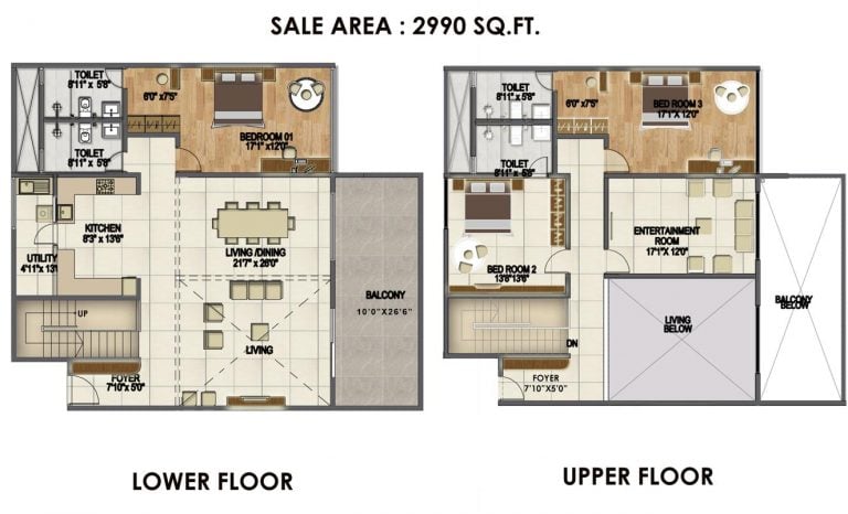 4 BHK – 2990 A-1 – Shriram Chirping Woods Villaments