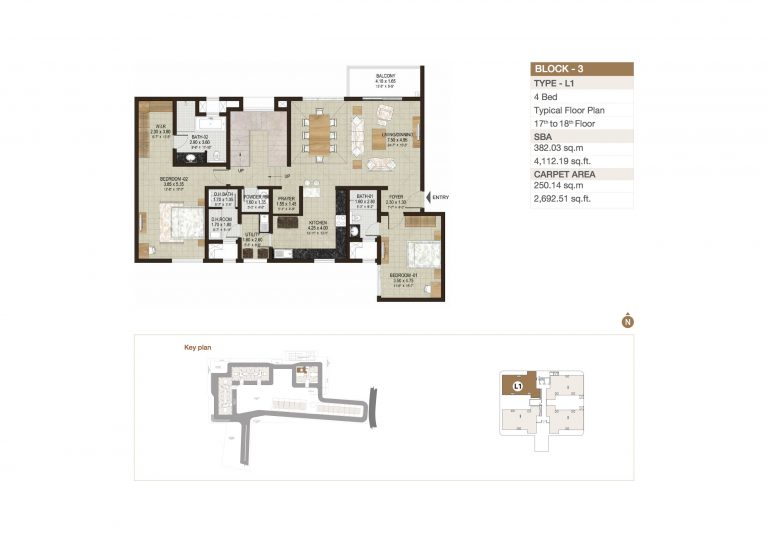 Sobha HRC Pristine – 4 BHK Plan