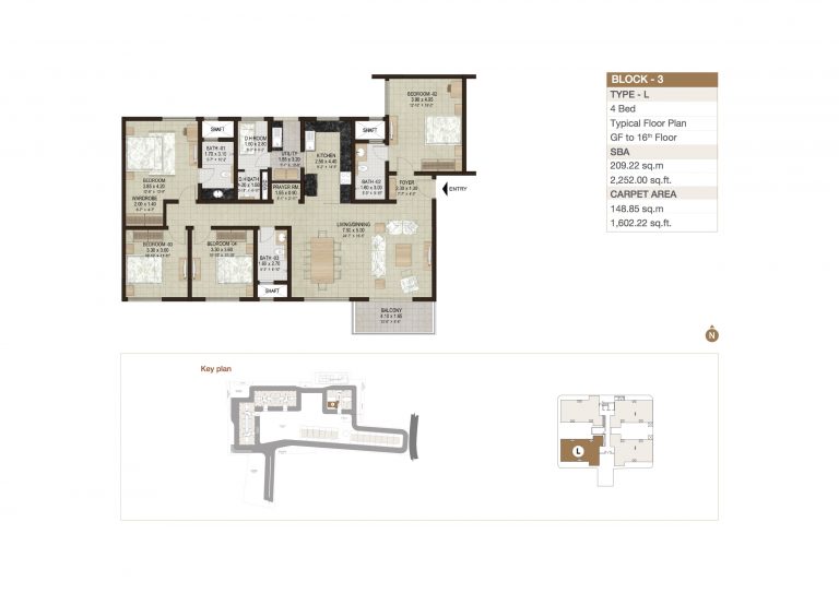 Sobha HRC Pristine – Floor Plan 4 BHK