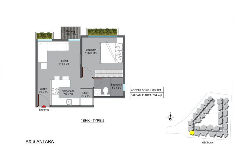 1 BHK TYPE 2 – Axis Antara