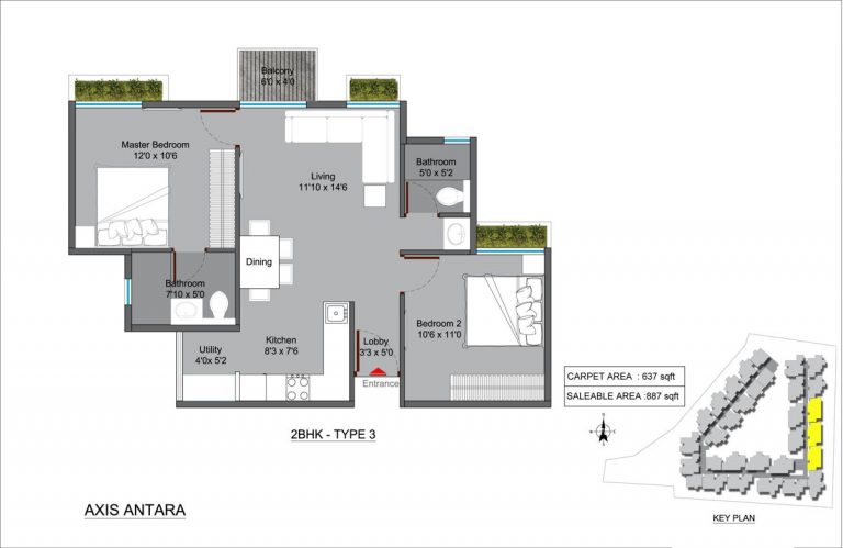 2 BHK TYPE 3 – Axis Antara
