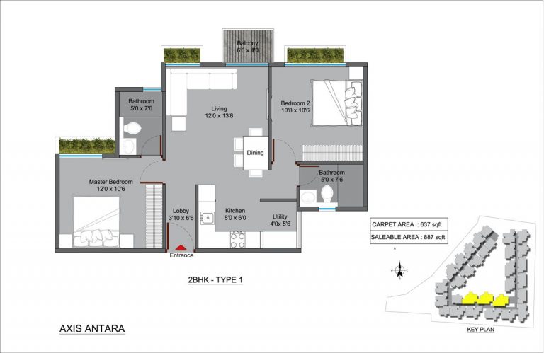 2 BHK TYPE1 – Axis Antara