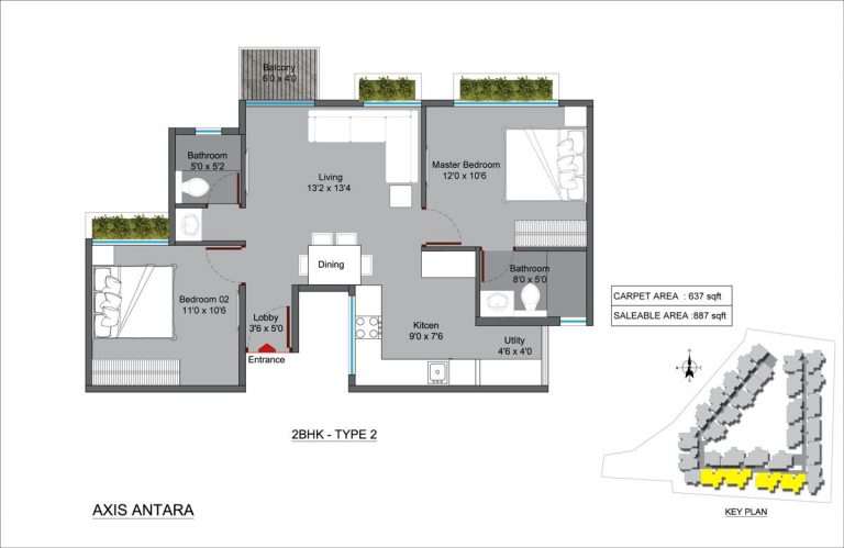 2 BHK TYPE2 – Axis Antara