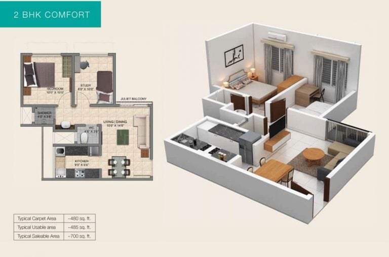 2 BHK Comfort Plans – Provident Park Square