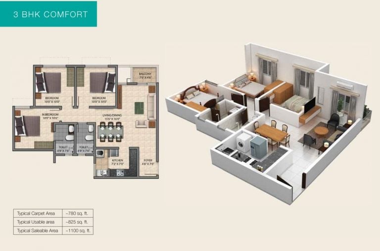 3 BHK Comfort Plans – Provident Park Square