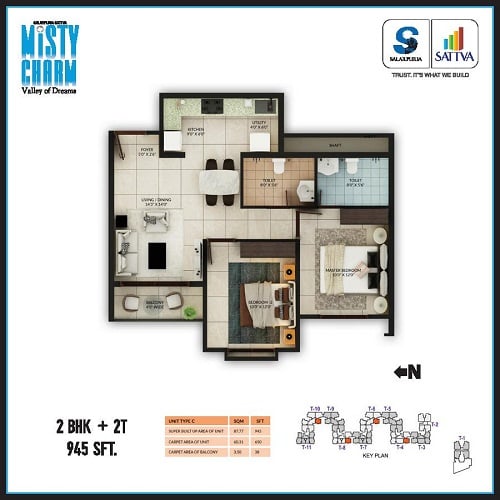 Salarpuria Misty Charm Floor Plan 2 BHK Compact