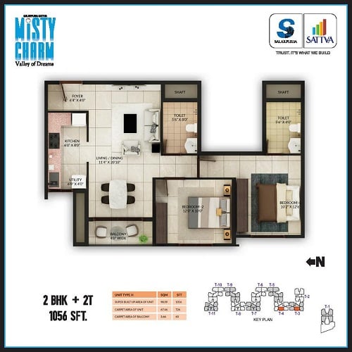 Salarpuria Misty Charm Floor Plan 2 BHK