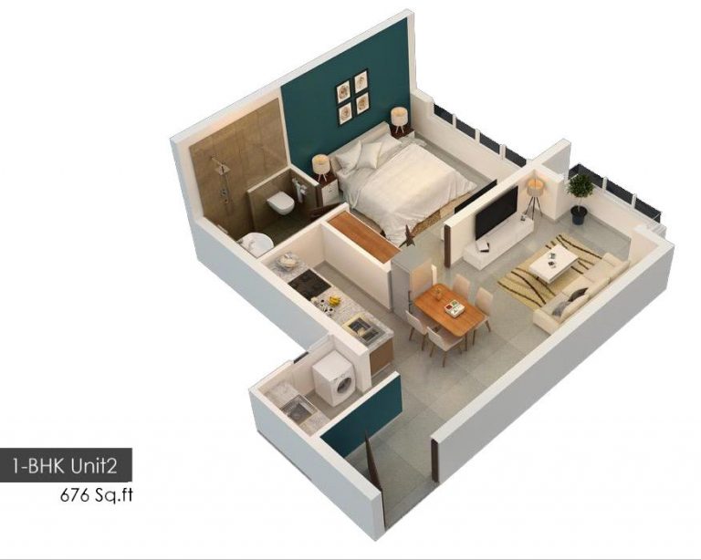 1 BHK – 676 – Embassy Edge