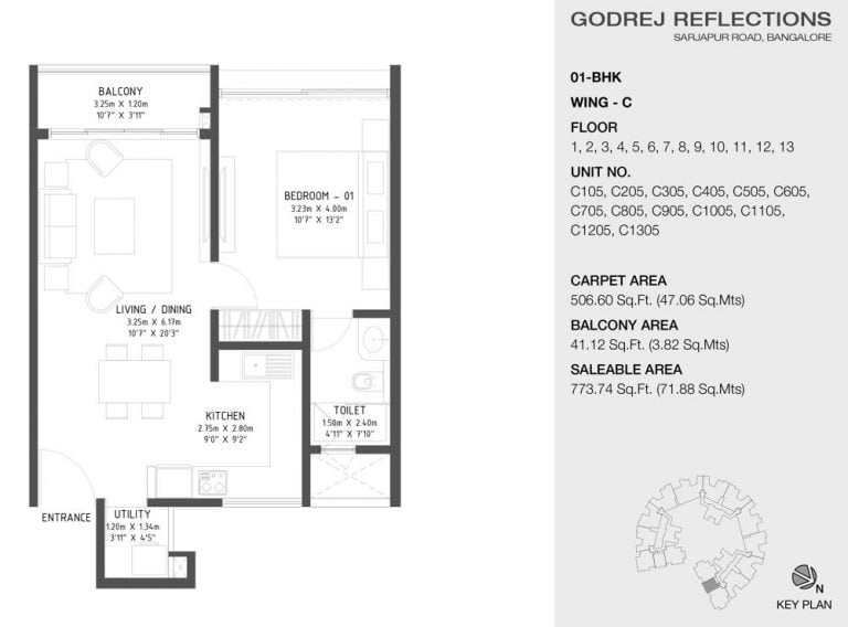 1 BHK – 773 – Godrej Reflections