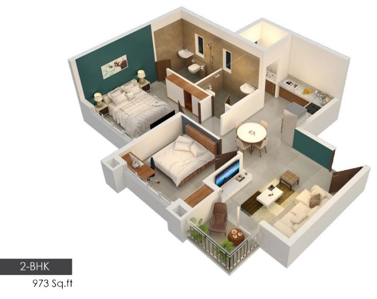 2 BHK – 973 – Embassy Edge