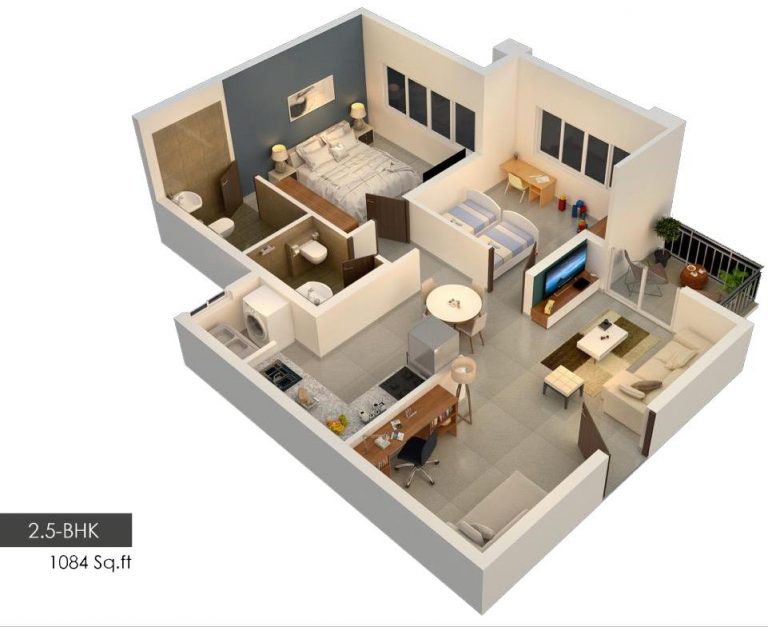 2.5 BHK – 1084 – Embassy Edge