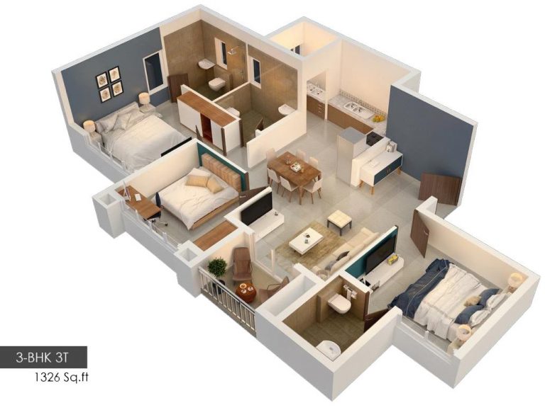 3 BHK – 1326 – Embassy Edge
